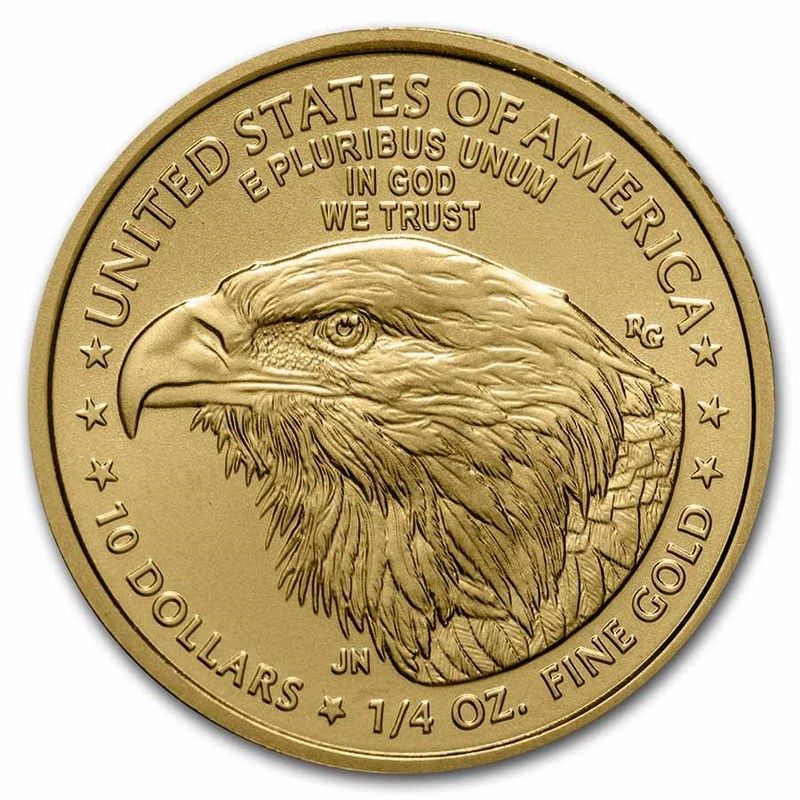 Moneda American Eagle Tipo 2 de Oro 1/4 oz 2021 reverso