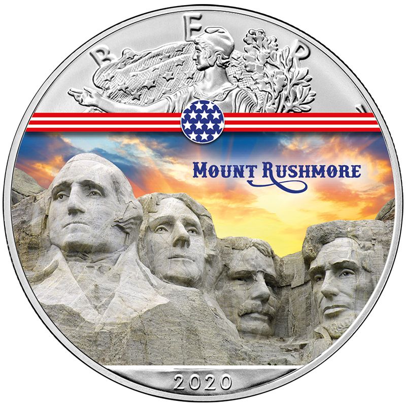 Moneda American Eagle Monte Rushmore de Plata 1 oz 2020