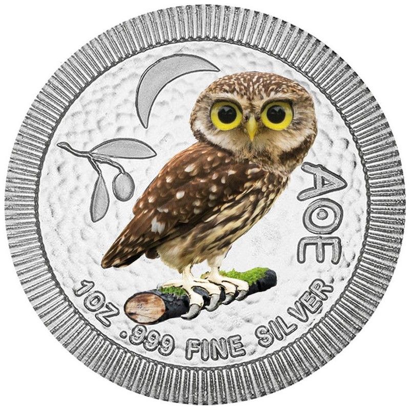 Moneda Búho Ateniense Coloreado de Plata 1 oz 2021
