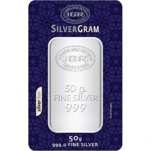 Lingote de Plata de 50 gr IGR frontal
