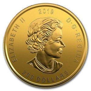 Moneda Alce Canadiese de Oro 1 oz 2019 reverso