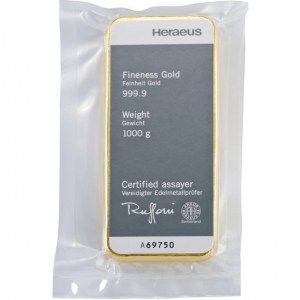 Lingote Heraeus de Oro 1 Kg reverso