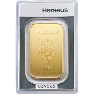 Lingote Heraeus de Oro 100 g