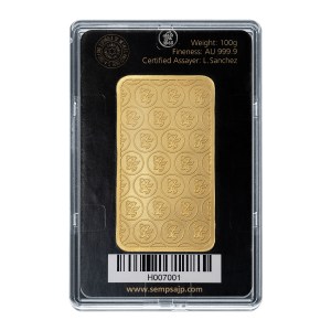 Lingote de Oro SEMPSA 100g Trasera