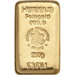 Lingote Heraeus de Oro 250 g