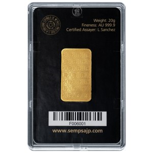 Lingote SEMPSA de Oro 20 g reverso
