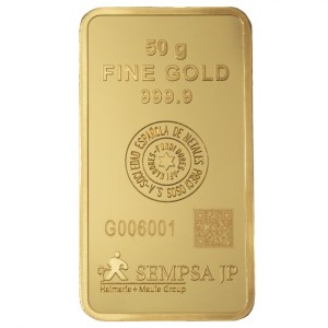 Lingote SEMPSA de Oro 50 g detalle