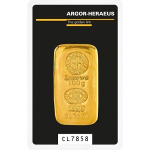 Lingote Argor-Heraeus de Oro 100 g blister