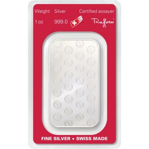 Lingote de Plata Argor-Heraeus de 1 oz anverso