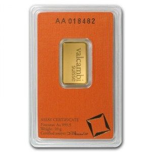 Lingote Valcambi de Oro 10 g reverso