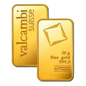 Lingote Valcambi de Oro 20 g detalle