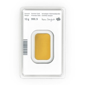 Lingote Munze Osterreich de Oro 10 g trasera
