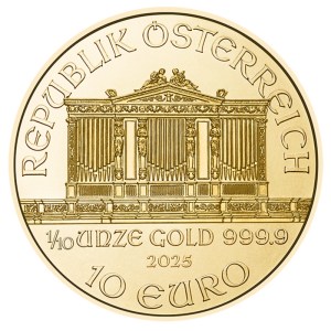 Moneda de Oro Filarmónica 1/10 oz 2025 BU