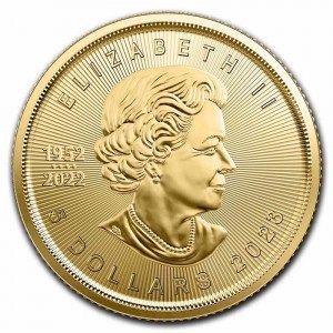 Moneda Maple Leaf de Oro 1/10 oz 2023 BU anverso