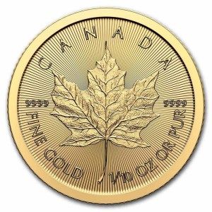 Moneda de Oro Maple Leaf 1/10 oz 2024 BU