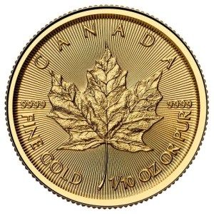 Moneda de Oro Maple Leaf 1/10 oz 2025 BU