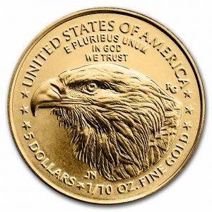 Moneda American Eagle de Oro 1/10 oz 2022 BU reverso