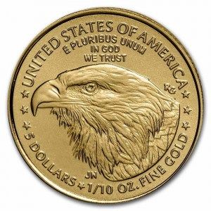 Moneda American Eagle Tipo 2 de Oro 1/10 oz 2021 reverso