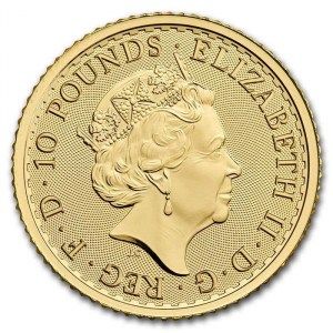 Moneda Britannia de Oro 1/10 oz 2022 BU reverso
