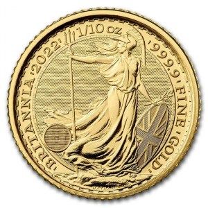 Moneda Britannia de Oro 1/10 oz 2022 BU