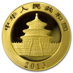 Moneda Panda de Oro 1/20 oz 2013 anverso