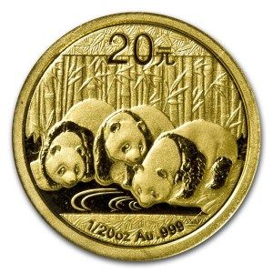 Moneda Panda de Oro 1/20 oz 2013