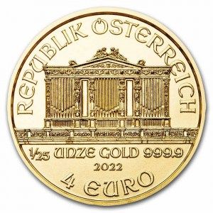 Moneda Filarmónica de Viena de Oro 1/25 oz 2022