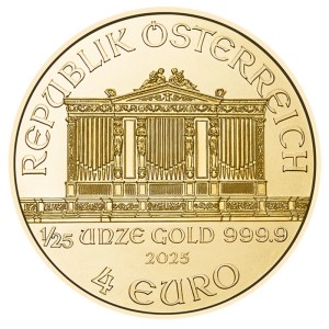 Moneda de Oro Filarmónica 1/25 oz 2025 BU