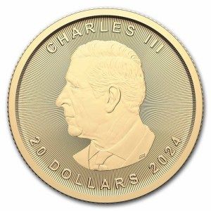 Moneda de Oro Maple Leaf 1/2 oz 2024 BU Anverso