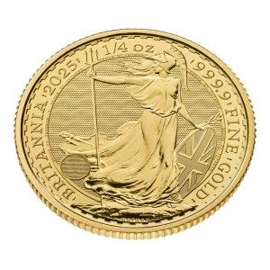 Moneda de Oro Britannia 1/4 oz 2025 BU Perfil