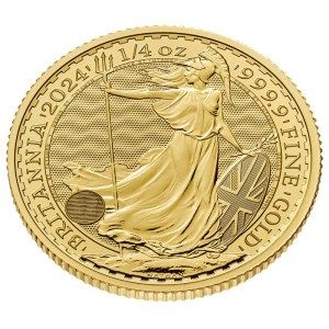 Moneda Britannia de Oro 1/4 oz 2024 BU perfil