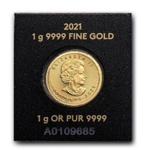Moneda MapleGram de Oro 1 g 2021 reverso