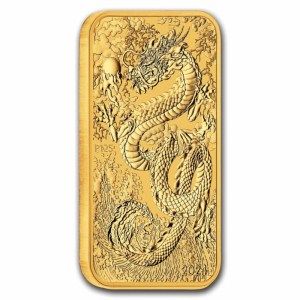 Moneda de Oro Dragón Rectangular 1oz 2024 BU Lateral