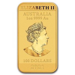 Moneda Rectangular Dragon de Oro 1 oz 2021 reverso