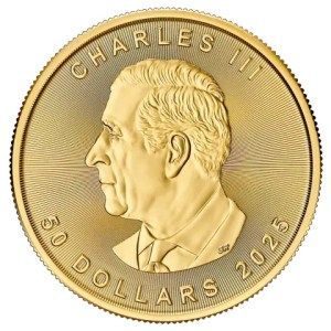 Moneda de Oro Maple Leaf 1 oz 2025 BU Anverso