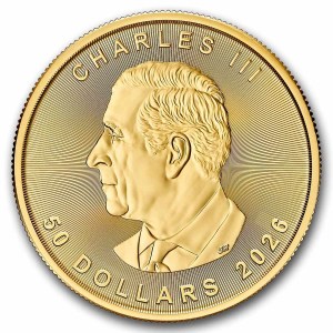 Moneda de Oro Maple Leaf  1 oz 2026 BU anverso