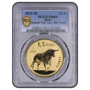 Moneda de Oro Toro 1 oz 2022 PCGS PR69