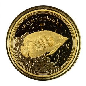 Moneda 4 / EC8 Pez Ángel de Faja Azul de Oro 1 oz 2021 BU