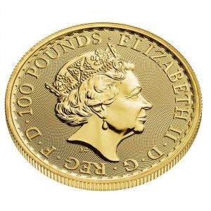 Moneda Britannia de Oro 1 oz 2023 BU perfil anverso