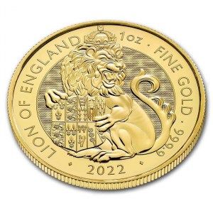 Moneda The Royal Tudor Beasts: El León de Inglaterra de Oro 1 oz 2022 BU detalle
