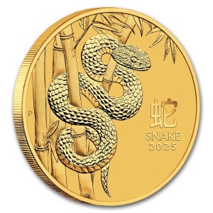 Moneda de Oro Año Lunar de la Serpiente 2025 BU lateral