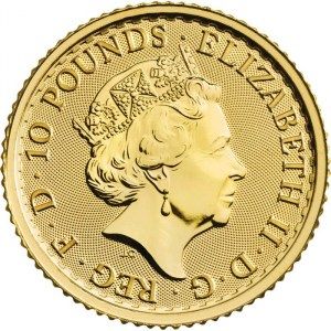 Moneda Britannia de Oro 1/10 oz 2021 reverso