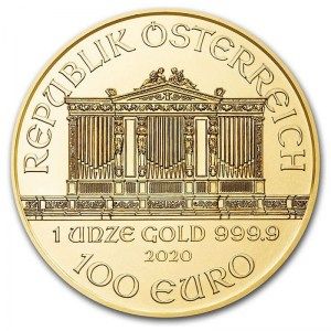 Moneda Filarmónica de Viena de Oro 1 oz 2020 reverso
