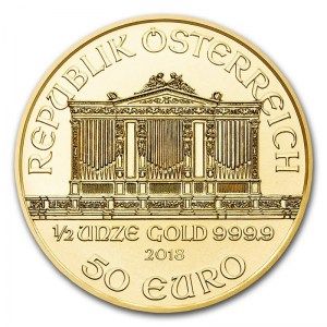 Moneda Filarmónica de Viena de Oro 1/2 oz 2018