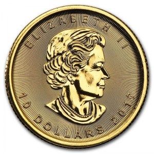 Moneda Maple Leaf de Oro 1/4 oz 2017 reverso