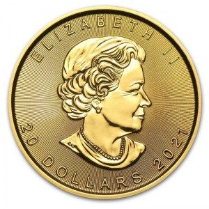 Moneda Maple Leaf de Oro 1/2 oz 2021 reverso