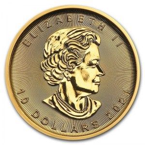 Moneda Maple Leaf de Oro 1/4 oz 2021 reverso