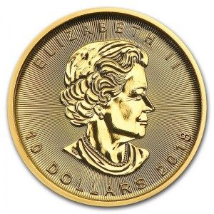 Moneda Maple Leaf canadiense de Oro 1/4 oz 2018 reverso