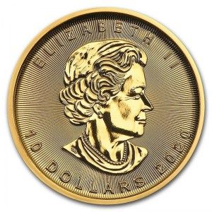 Moneda Maple Leaf canadiense de Oro 1/4 oz 2020 reverso