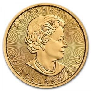 Moneda Maple Leaf canadiense de Oro 1 oz 2019 reverso